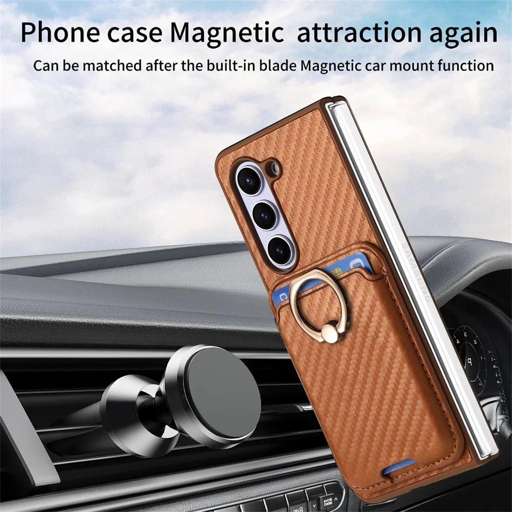 Ví đựng thẻ sợi Carbon 2 trong 1 có thể tháo rời cho Samsung Galaxy Z Fold 6 5 4 5G Vỏ điện thoại có vỏ bảo vệ màn hình