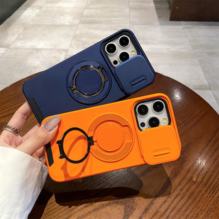Ốp bảo vệ cửa sổ trượt sang trọng 16 Pro max vỏ bảo vệ bọc thép cho iPhone 15 14 13 12 11 Pro max Plus vỏ có giá đỡ từ tính mờ cảm giác chống rơi cứng