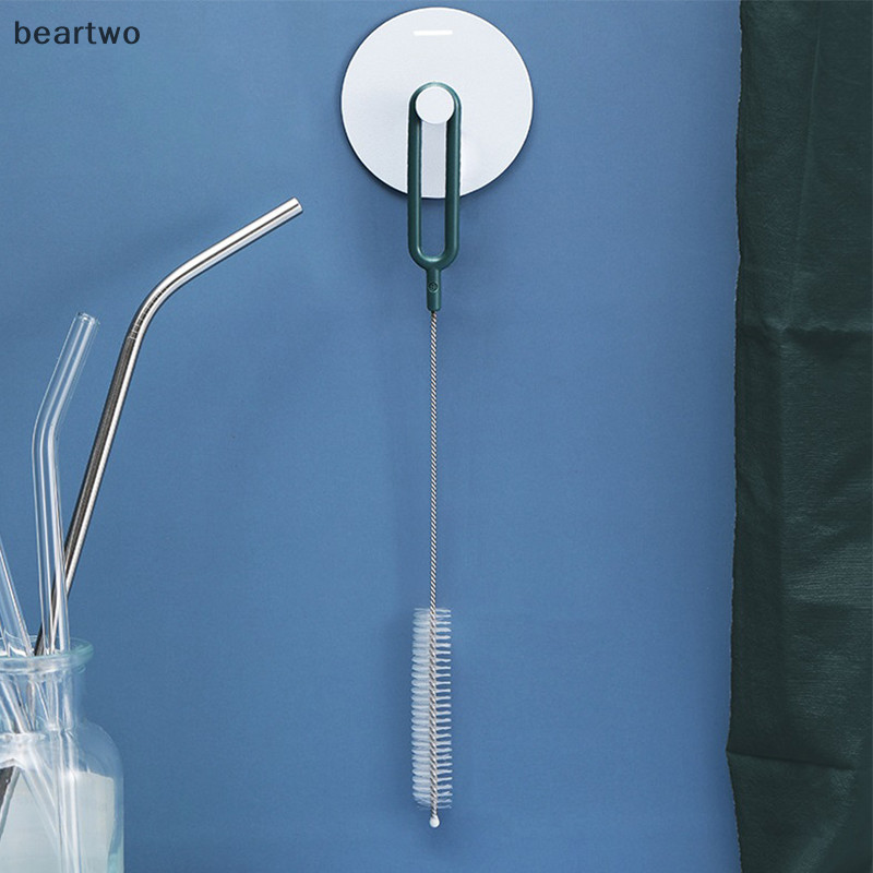 < Beartwo > Máy làm sạch cọ ống hút bằng thép không gỉ uốn tóc mềm Ống thủy tinh Bàn chải làm sạch cho trẻ em Bàn chải bình sữa Tay cầm dài có thể tái sử dụng Đẹp
