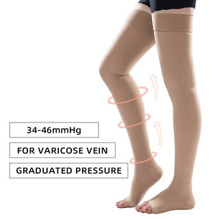 1 Cặp Đùi Cao Cấp Ngón Chân Nén Y Tế Tất Chống Nắng Co Giãn Chống Trơn Trượt Chăm Sóc Giấc Ngủ Giãn Tĩnh Mạch Chữa Lành Nhanh Chóng 34-46mmHg