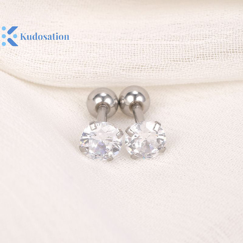 Kudosation 1 Thời Trang Đơn Giản Pha Lê Zircon Tai Bông Tai Thép Không Gỉ Sụn Xoắn Tai Xương Móng Tay Bông Tai Cho Nữ Đảng Tối Giản Trang Sức