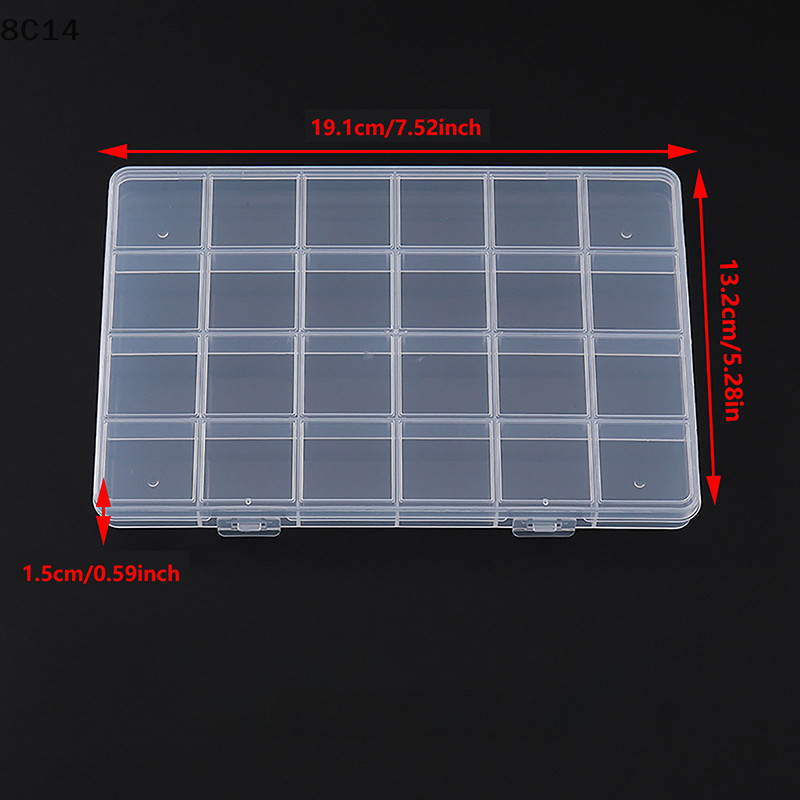 GVERLCRTN 24 Lưới Trong Suốt Móng Tay Nghệ Thuật Trống Hộp Bảo Quản Móng Tay Lấp Lánh Kim Cương Giả Pha Lê Hiển Thị Phụ Kiện Hộp Đựng [8C]