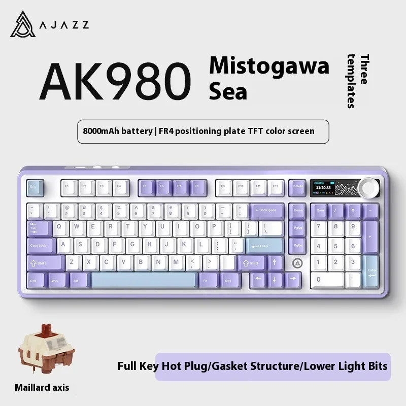 Bàn phím cơ AJAZZ AK980 có màn hình (Có thể tùy chỉnh) Núm có dây tiếng ...