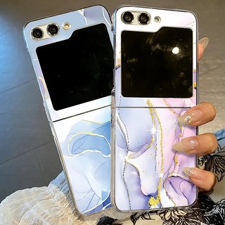 Họa Tiết Đá Cẩm Thạch Trong Suốt Vỏ Điện Thoại Cho Samsung Galaxy Z Flip 6 Flip 5 Flip 4 Flip 3 5G Cứng PC Gấp Dành Cho Samsung Z Flip6 Flip5 Flip4 Flip3