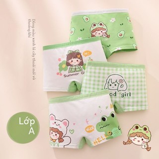 Bộ 4 quần lót bé gái hình quả bơ dễ thương - Quần lót xanh lục không bó mông
