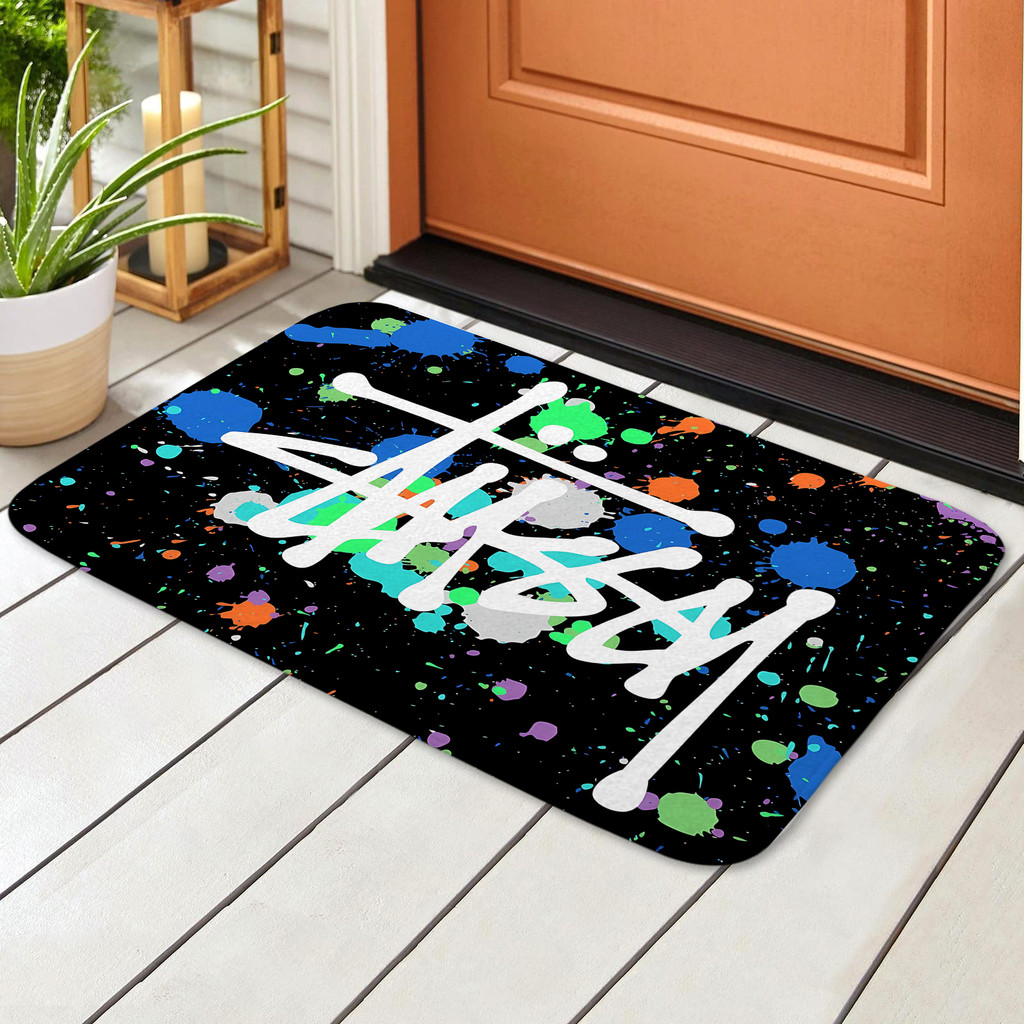 Thảm cửa Art Stussy Logo Thảm chống trượt Tấm lót phòng tắm Tắm Thảm chống trượt (60x40cm)