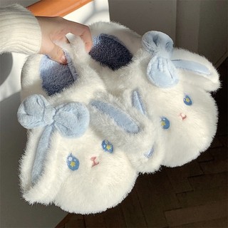 XIXITIAO Dép Cotton Thu Đông Nhà EVA Trong Nhà Trong Nhà Confinement Baotou Đế Mềm Nữ Nhật Bản Thỏ Dễ Thương Ấm Áp Sang Trọng
