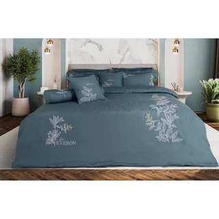 Mẫu chăn ga Everon màu xanh Vũ Điệu Xuân ESM 24016 vải Modal mềm mát