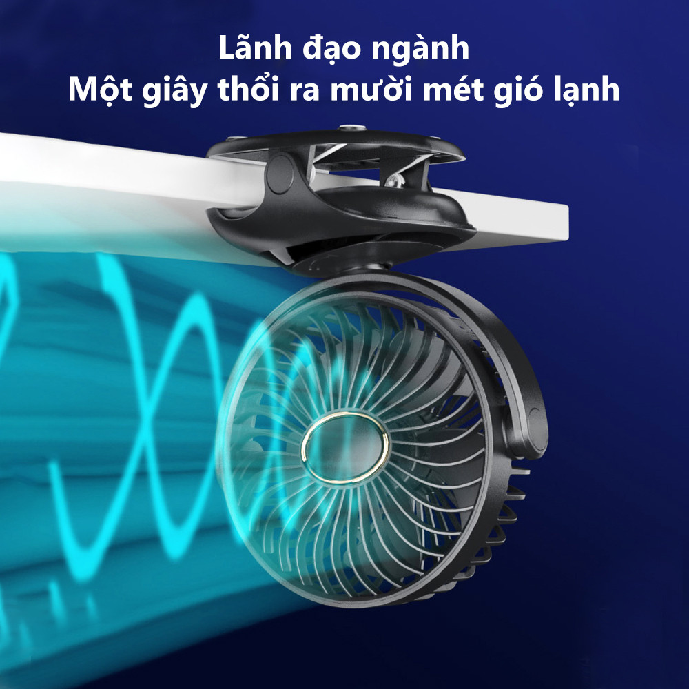 Quạt USB Goojodoq 3000MAh Bàn Xoay Mini Kẹp Di Động Màn Hình LED Di Động 5tốc độ