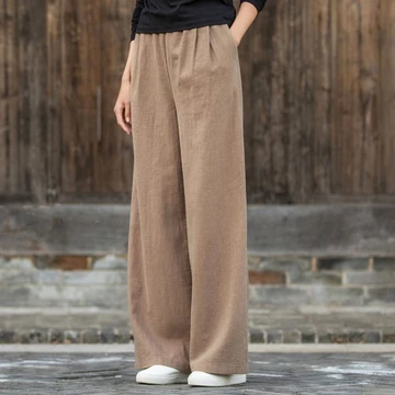Quần Dài Size Lớn Quần Vải Lanh Cotton Quần Rộng Quần Bé Gái Mùa Xuân Mùa Hè Đơn Giản Thanh Lịch Cao Cấp Quần Thẳng Nữ Quần Ống Rộng Quần Lanh Phù Hợp Với Quần Dài Nữ