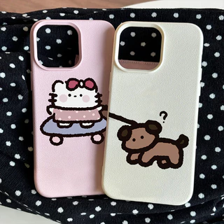 Tương Thích Cho iPhone 16 15 14 13 12 11 Pro MAX X XR XS MAX 7 8 Plus Hoạt Hình Dễ Thương anime Cặp Đôi Chó Con Ốp Lưng Điện Thoại Mềm