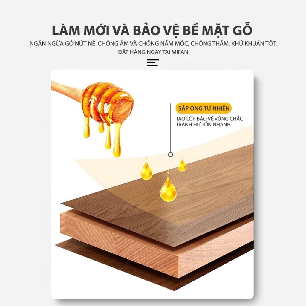 Sáp Ong Đánh Bóng Đồ Gỗ, Sàn Gỗ 80gr - Làm mới, Phục hồi màu gỗ, vết xước bàn ghế, tủ, cửa gỗ FE123