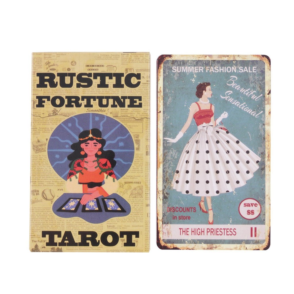 Rustic Fortune Tarot Beginner Tarot Deck 80 Miếng Trò chơi kể may mắn junlavn