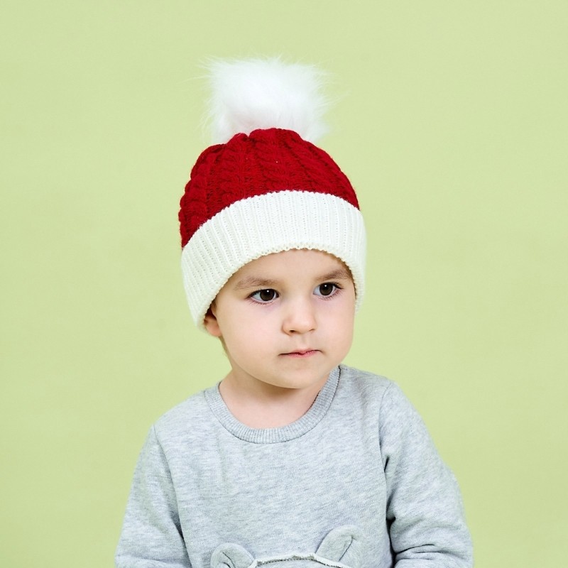 Fl Đáng Yêu Cho Bé Mũ Đan Giáng Sinh Đầu Tiên Thoải Mái Và Thoáng Khí Mũ Bonnet Ấm Áp Với Pom Mặc Hàng Ngày 0-3 Tuổi
