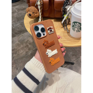 Dễ Thương Sang Trọng Dachshund Nâu Flannel Dây Đeo Cổ Tay Ốp Lưng Điện Thoại iPhone 17Promax 16 15 14 13 Pro Max Nữ Vỏ Di Động
