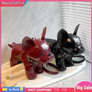 Túi Đeo Vai Nam Nữ Hình Bulldog Túi Đeo Ngang Túi Da PU Cho Du Lịch