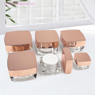 [Beautifulhome] Bình kem mặt rỗng vuông 5-50g Hộp đựng mỹ phẩm di động Chai mẫu Acrylic cho du lịch Thẩm mỹ viện Vật liệu đóng gói [làm đẹp]