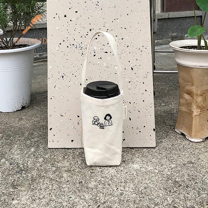 Rrlnmd Túi Tote Di Động Cốc Nước Đựng Chai Cà Phê Trà Sữa Túi Vải Eco Mini Lưu Trữ Túi Xách Nhỏ Túi Rượu Vang Đỏ MỚI