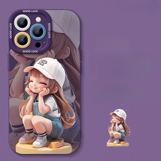 Ốp điện thoại sơn mặt bé gái cho iPhone16 / 15 / 14 / 13 / MINI / 12 / 11 / Pro MAX / X / XS / XR / 7 / 8 / 6 Vỏ bảo vệ toàn diện bằng silicon lỏng chống sốc và chống rơi