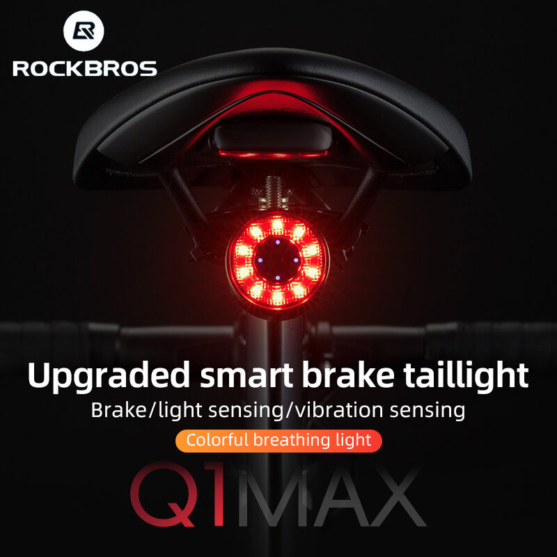 Rockbros Xe Đạp Nâng Cấp Q1 Đèn Hậu Cảm Biến Thông Minh Đèn Cảnh Báo An Toàn MTB Xe Đạp Đường Bộ Đi Đêm Thiết Bị Chống Thấm Nước