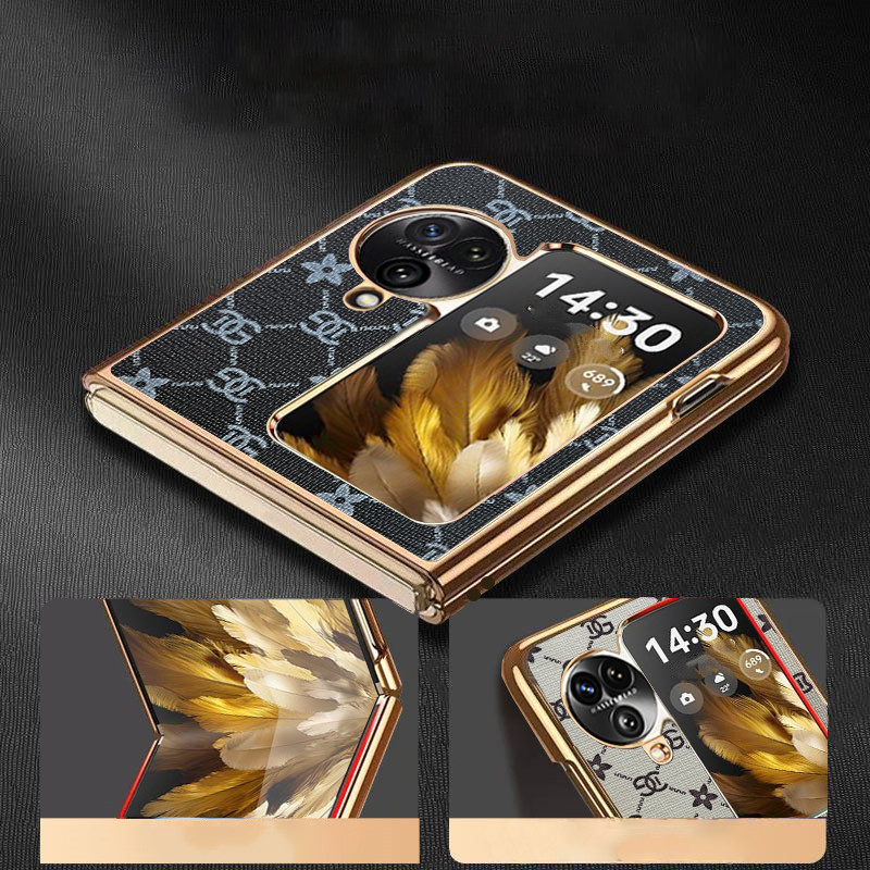 Ốp YJD Cho OPPO Find N3 Flip N2 Flip Sang Trọng Da Tốt Mạ Điện Cạnh Chống Sốc Ốp Điện Thoại