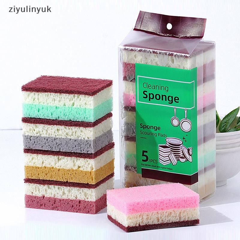 Ziyulinyuk 5 / 10 Chiếc Vải Làm Sạch Bọt Biển Mật Độ Cao Vải Rửa Bát Không Gọn Nhà Bếp Và Phục Vụ Đồ Dùng Bàn Chải Xốp Cho Nồi Bát EN