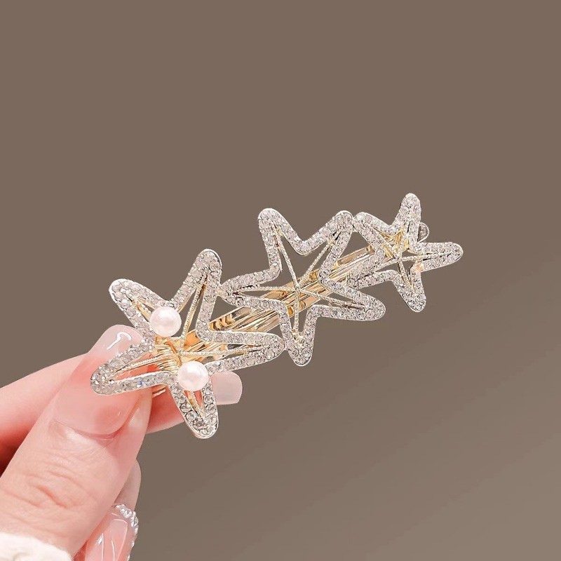 Mauropoli Kẹp Tóc Ngọc Trai Sao Biển Nữ Xuân Hè, Kẹp Bên, Kim Cương Giả, Kẹp Gãy, Mũ Đội Đầu Tóc Ngắn