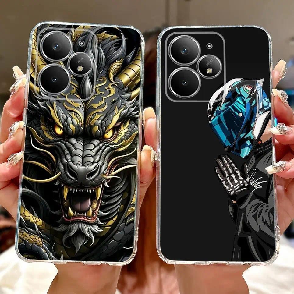 Vỏ họa tiết hoạt hình rồng sư tử hổ mát mẻ cho Realme Neo7 Turbo Neo 7 RMX5062 RMX5060 Ốp điện thoại silicon mềm trong suốt