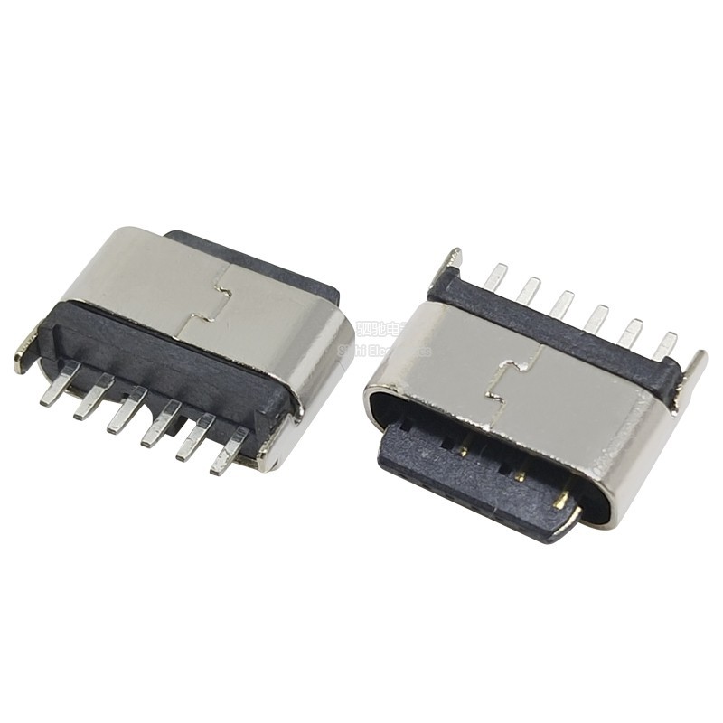 Ổ cắm USB TYPE-C 6P dọc 5/6.9/9.3/10.0/10.5MM DIP 180°