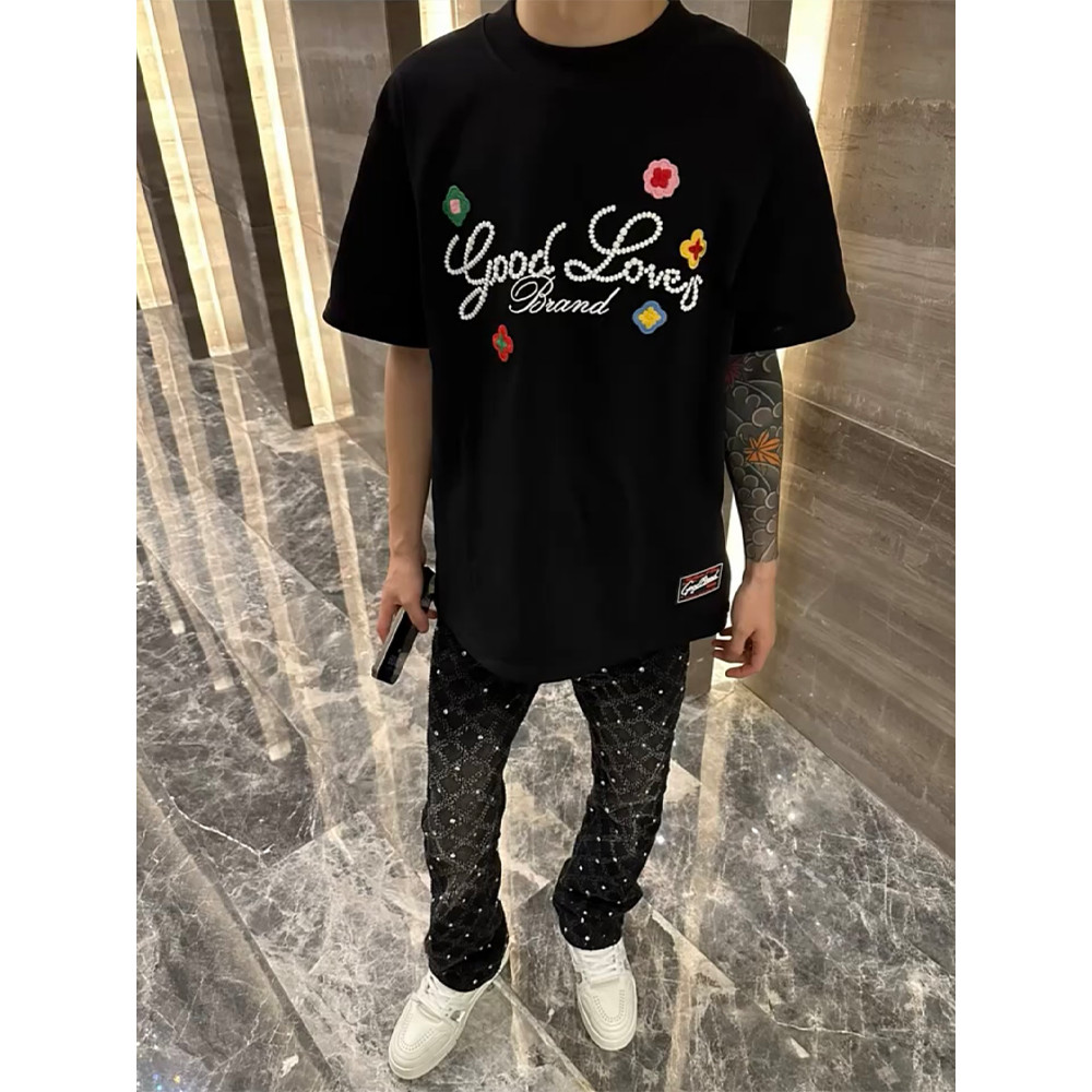 Quần jean nam bootcut cá tính kim cương đinh rách, quần thường ngày
