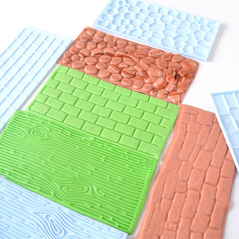 Mô Phỏng Hạt Gỗ Thành Phố Sỏi Họa Tiết Nhỏ In Nhựa Nướng Bánh Fondant Xung Quanh Đất Sét Mềm Khuôn K0CO