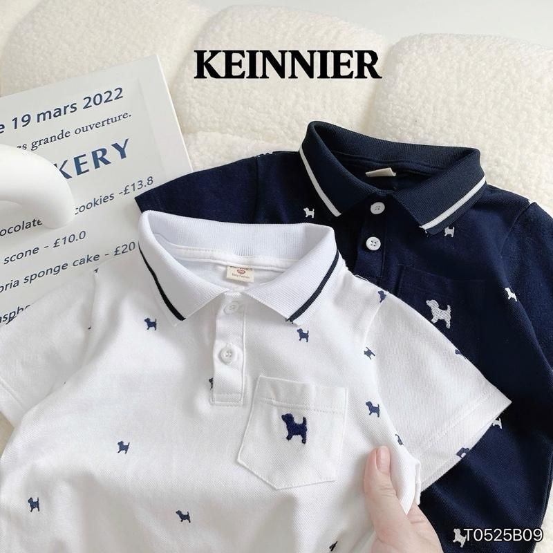 Set bộ polo bé trai Bernie T0525B09 in họa tiết tràn 2 màu trắng than – đồ bộ trẻ em size 80-140 (9-26kg)