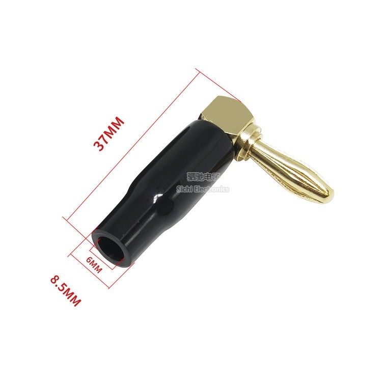Mạ vàng 4mm Góc phải Khuỷu tay hình chữ L Hàn không cần cắm chuối 90 độ Loa Cáp cắm chuối cắm