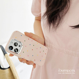 ibumpers Ốp Điện Thoại iPhone Hàn Quốc Pastel Hồng Dotty Họa Tiết Cho IPhone 16 15 14 12 13 11 Pro Max IP 7 8 Plus X XS XR Ốp Lưng Silicon Mềm Sang Chảnh Mạ Điện Chống Sốc