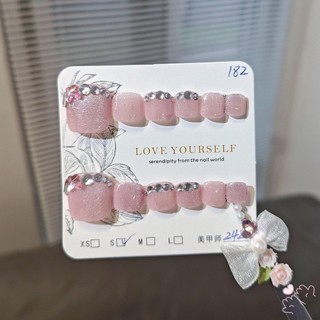 Móng chân giả hình vuông màu hồng với chất liệu nhựa lấp lánh Không áp lực trên giường móng tay để mua sắm hẹn hò du lịch