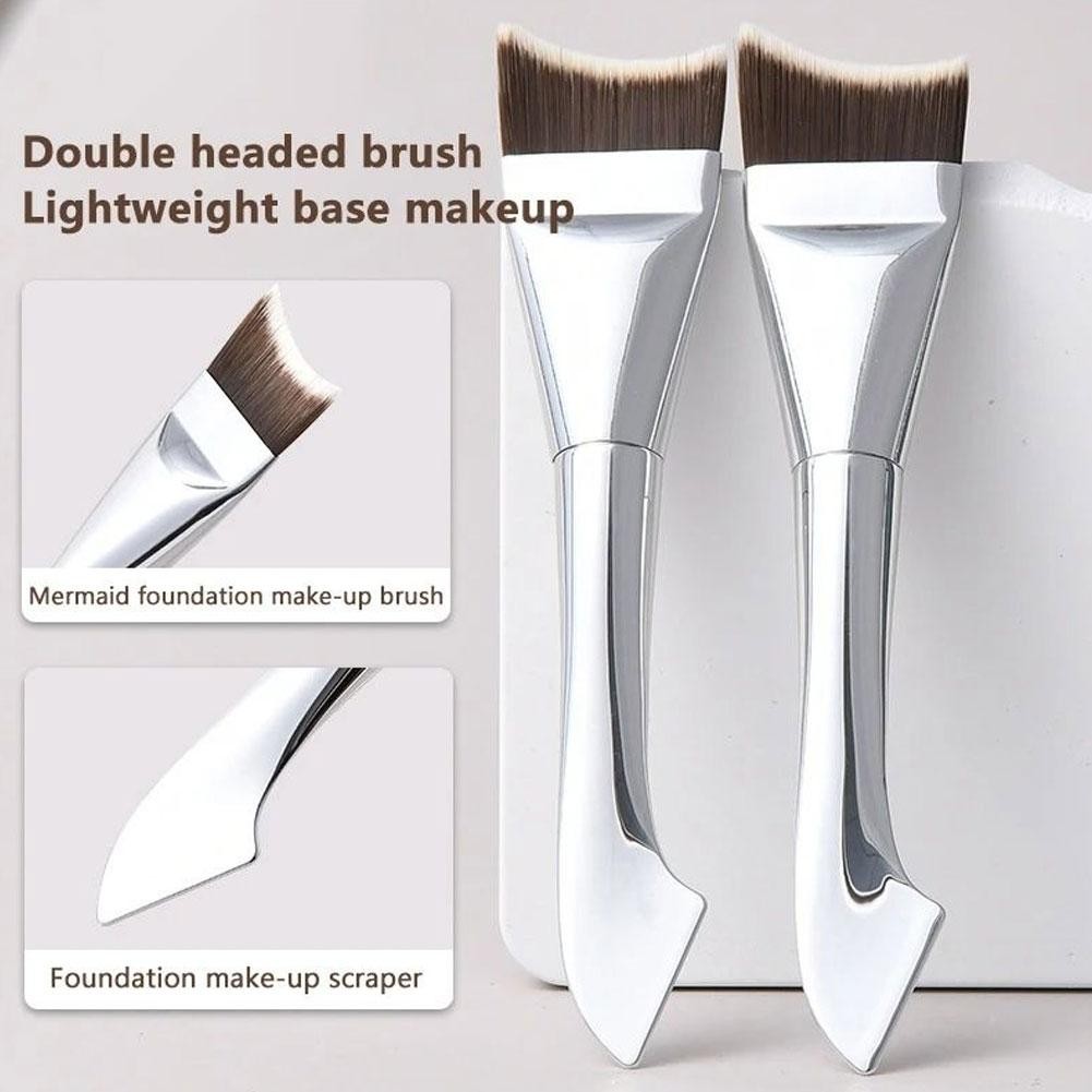 Bàn chải nền hai đầu Kem che khuyết điểm siêu mỏng Công cụ cọ trang điểm Contour Face Makeup Y0a8