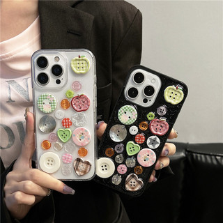 Vỏ điện thoại nút chặn màu epoxy macaron thời trang cho iPhone 16 15 14 13 11 12 Pro Max
