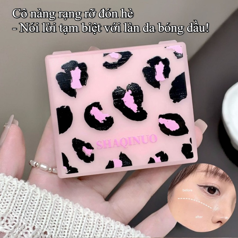 Bộ 100 Tờ Giấy Thấm Dầu, đi Kèm Với Gương + Puff Hộp Di động Set, Vệ Sinh Dầu Nhờn Thừa Trên Da Mặt