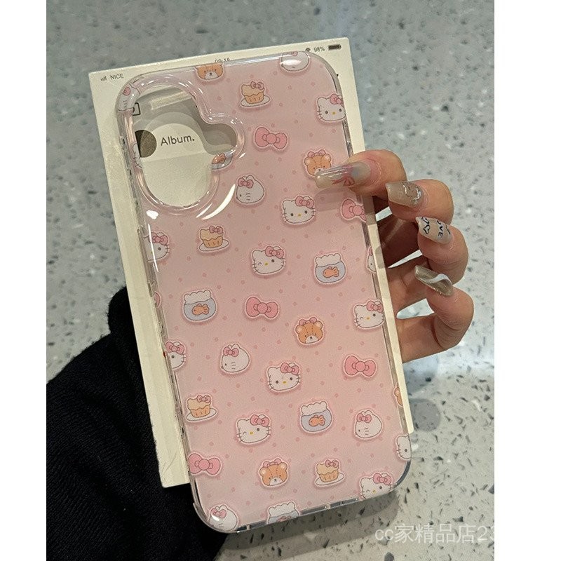 Giá đỡ mèo KT nơ màu hồng Thích hợp cho vỏ điện thoại 16 / 15 / 13 iPhone14promax Giá trị cao 11 / 12