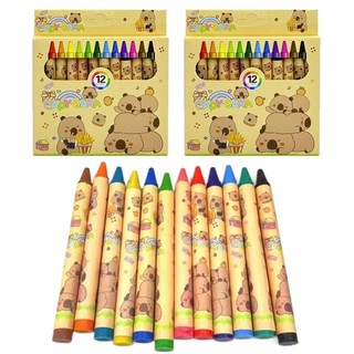 OIWLSAX321 12 Cái Bút Chì, Phim Hoạt Hình Mười Hai Màu Sinh Viên Graffiti Bút, Kawaii Anime Capybara Tranh Bút Văn Phòng Phẩm Quà Tặng