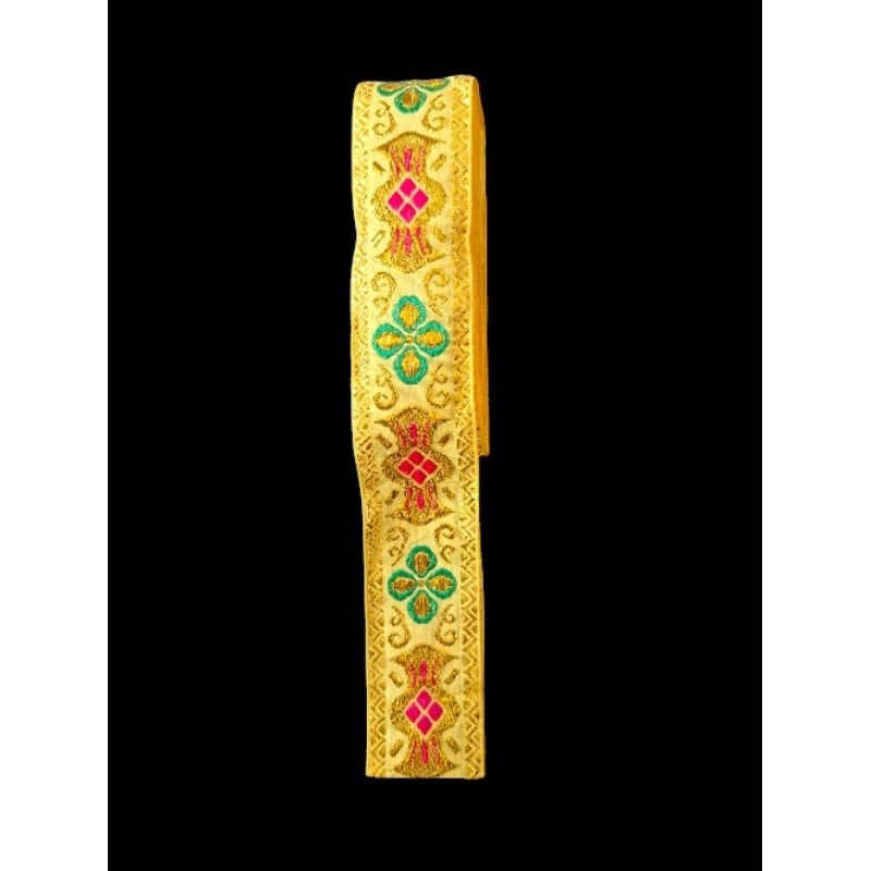 (1 cuộn 7m) Thổ cẩm bản 3,3-4cm dùng để làm mũ H mông, dây đội đầu tây nguyên, biểu diễn văn nghệ