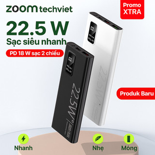 Pin Dự Phòng Siêu Mỏng 20000mAh, Sạc Nhanh 22.5W, Sạc Hai Chiều, Dung Lượng Lớn, Tiện Dụng Mang Theo