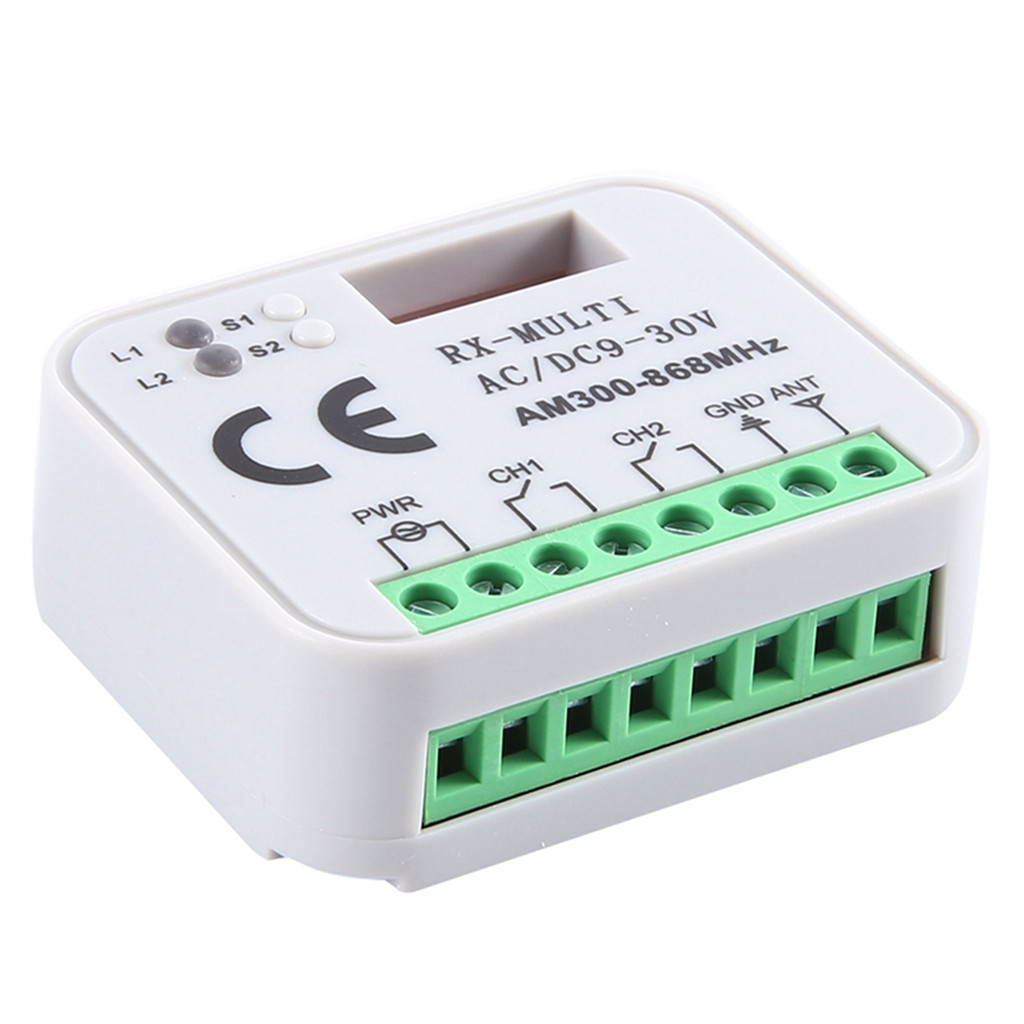 Tần số đa năng 300-868 MHz Bộ thu 2CH 12V 24V Mô-đun rơle Cửa nhà để xe Điều khiển từ xa 433.92 MHz 868 MHz Bộ thu cửa nhà để xe