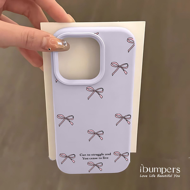 ibumpers Ốp Điện Thoại iPhone Họa Tiết Nơ Màu Hồng Đơn Giản Cho IPhone 16 15 14 12 13 11 Pro Max IP 7 8 Plus X XS XR Ốp Lưng Silicon Lỏng Mềm