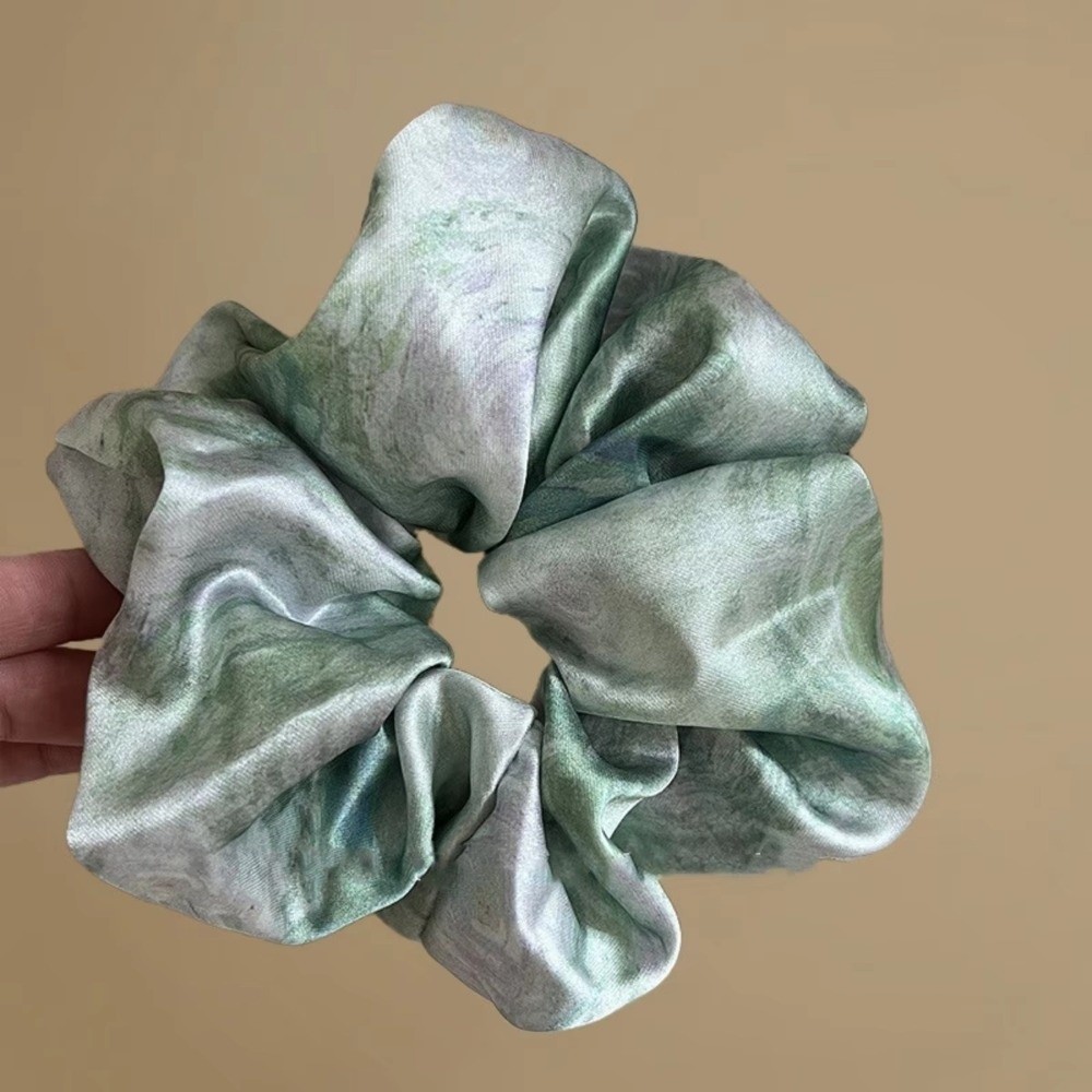 Dây buộc tóc satin vẽ tranh sơn dầu cổ điển với màu sắc chuyển tone phong cách Monet - Phụ kiện thời trang