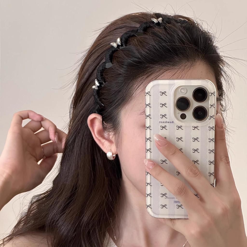Băng đô buộc tóc bướm đính đá Nữ chống trượt