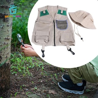 Gamchiano Trẻ Em Explorer Áo Vest Và Mũ Trang Phục Đồ Chơi Trẻ Em Explorer Bộ Dụng Cụ Trẻ Em Ngoài Trời