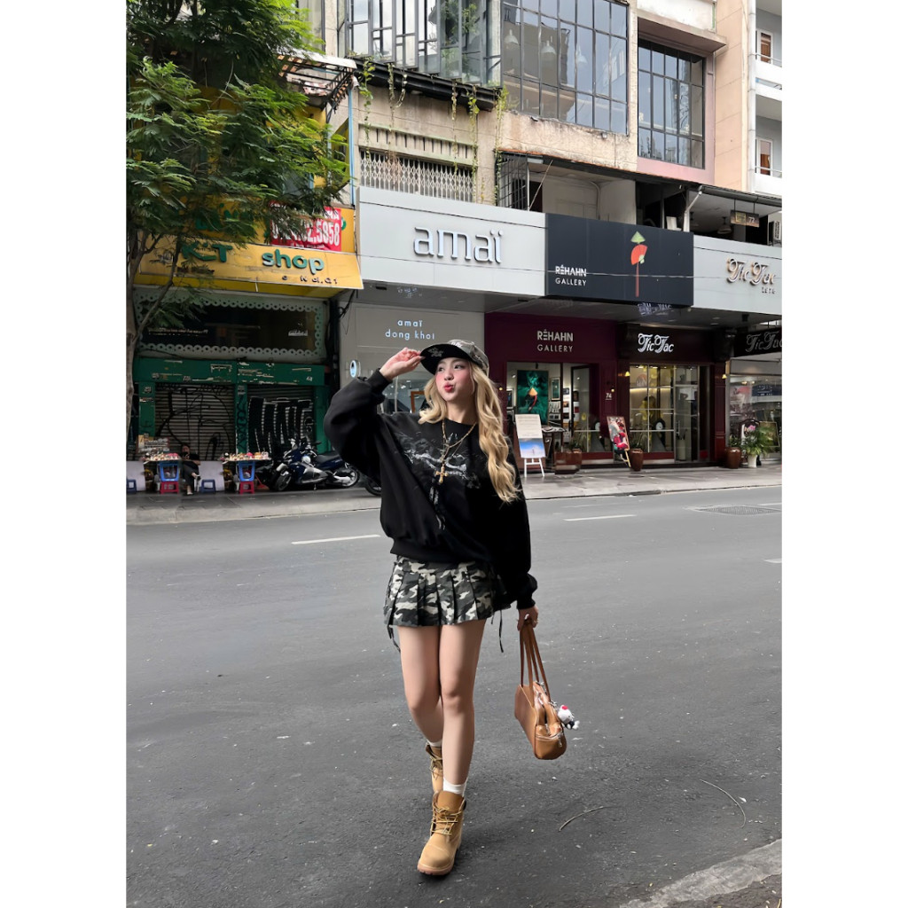 Váy denim dáng rộng kiểu Mỹ, vừa vặn, phù hợp cho đường phố