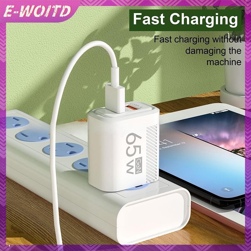 E-WOITD 65W USB Type-C GaN Sạc Điện Thoại Dành Cho Huawei PD Du Lịch Power Adapter QC3.0 Cho Máy Tính Bảng HNVN