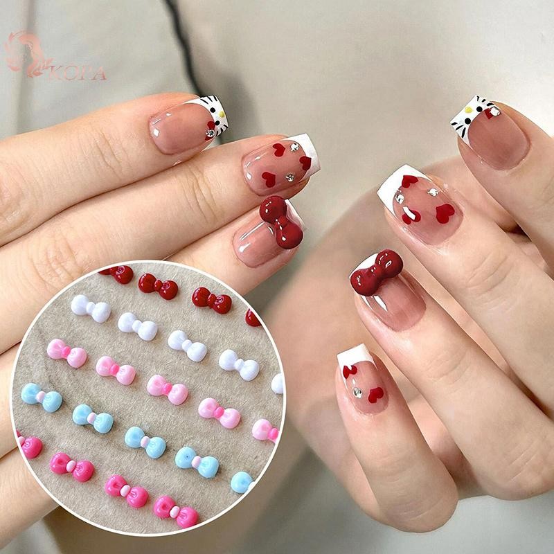 KOPA 10 Chiếc 3D Nơ Móng Tay Nghệ Thuật Quyến Rũ Nhựa Nhiều Màu Sắc Trang Sức Nữ Trang Trí Móng Tay Nơ Móng Tay Kim Cương Giả Làm Móng Tay Salon DIY Quà Tặng VN